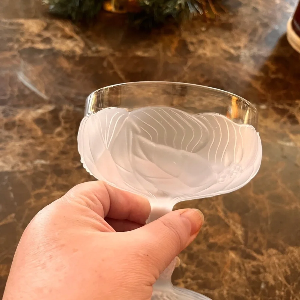 RARE vintage, TAITU Of Italy,  frosted champagne/sorbet glass